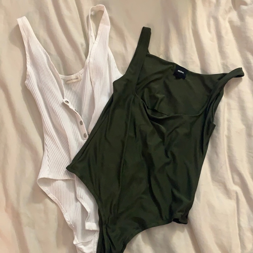 Green and White Body Suits